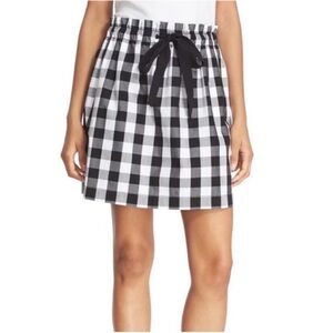 Kate Spade Gingham Mini Skirt Check Paperbag Preppy Designer Black White Size XL